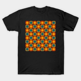 retro 1970's style orange blue and yellow pattern T-Shirt